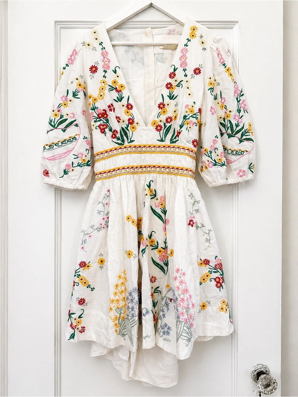 Anthropologie Deep V Floral bohemian cut out back boho Mini Dress - Picture 2 of 4
